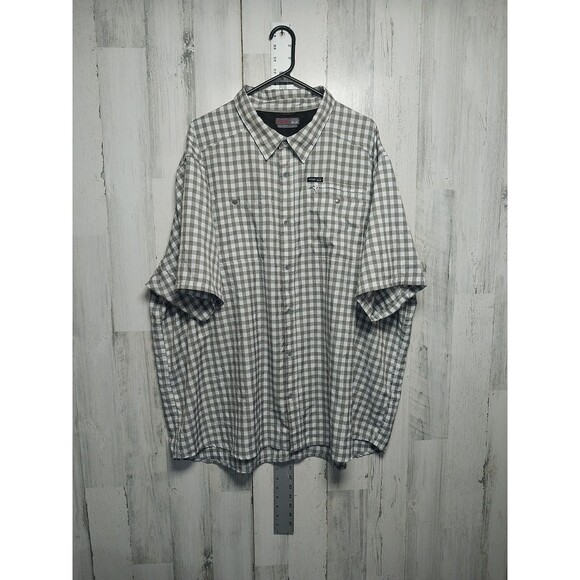 Wrangler Outdoor Men's 4X Regular Fit Short Sleeve Tan Check Button Up - Picture 1 of 8